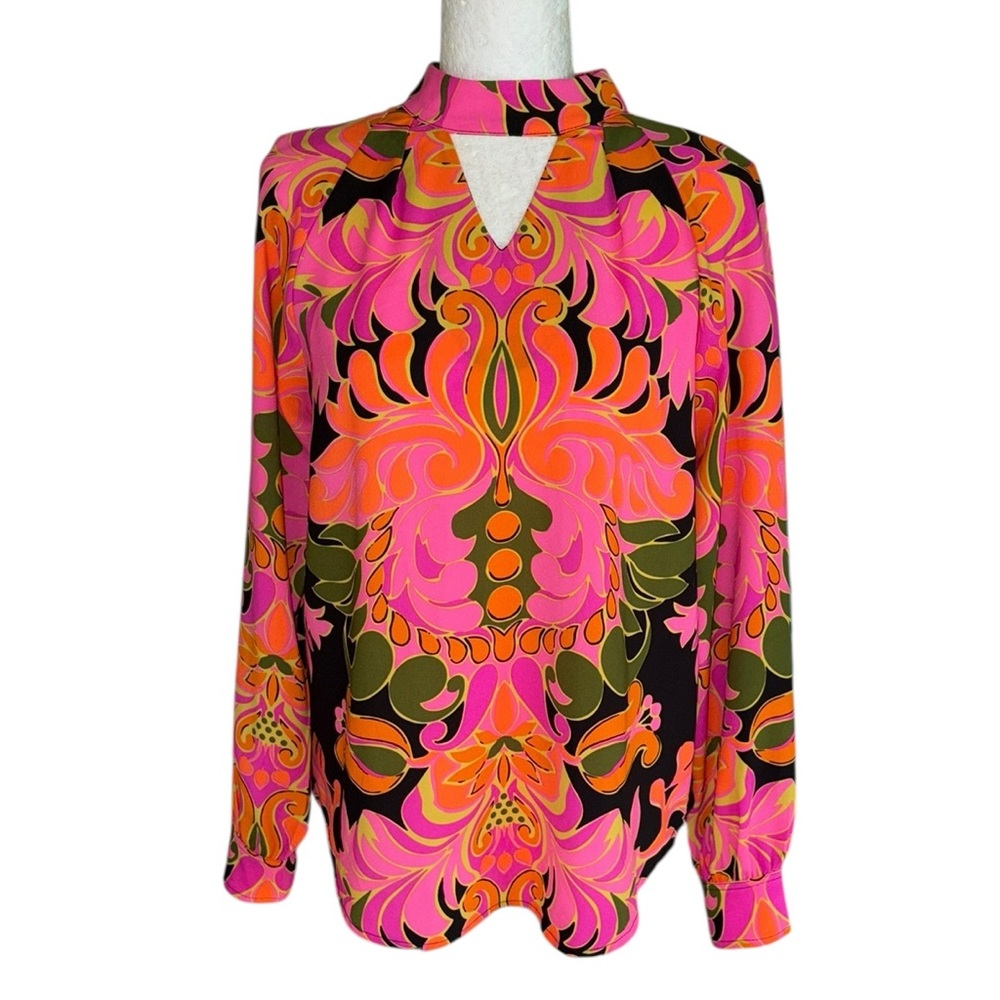 Julie Brown JB Bright Retro Print Cutout Blouse - 4